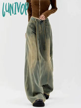 Lunivop Women’s Retro American Wide Leg Jeans High Waist Vintage Street Waisted Pants Female